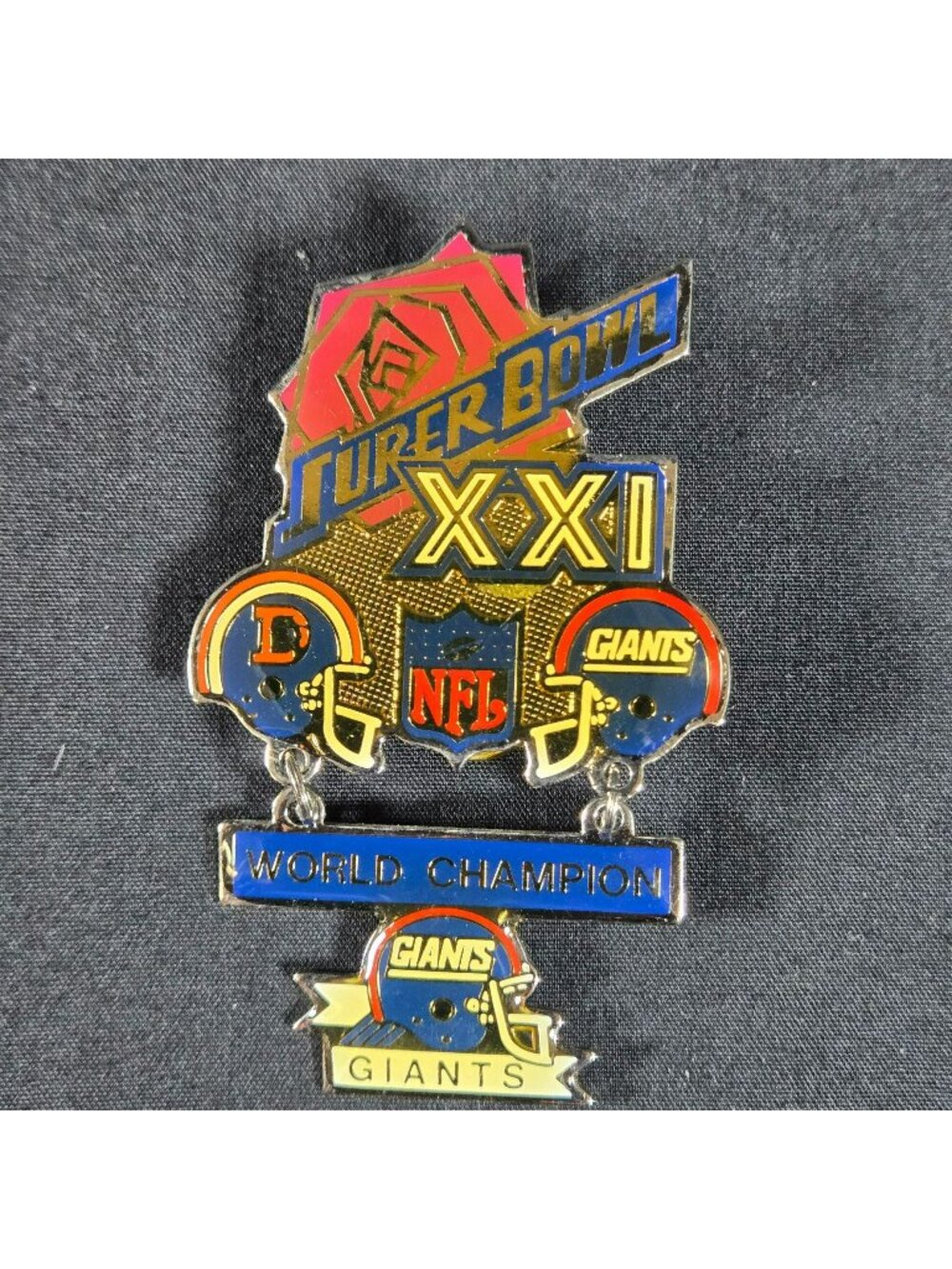 Super Bowl XXI Commemorative Pin 1987 NFL Giants Vs Broncos Rose Bowl Pasadena